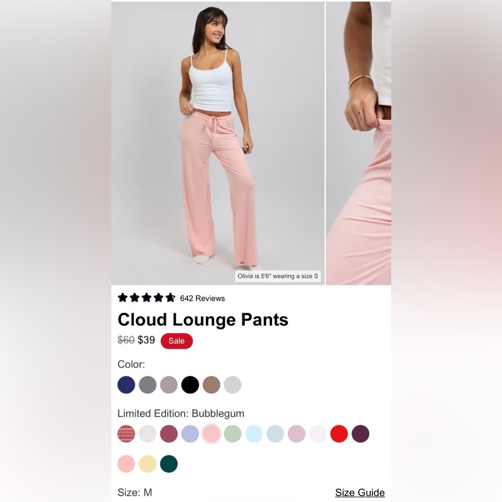 Comfrt Cloud Lounge Pants Size M